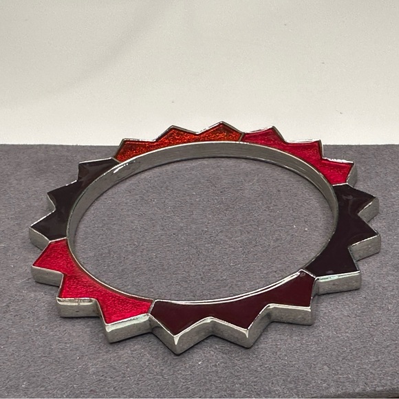 Oscar de la Renta Spring 2011 Runway Spiked Enamel Bangle Red Ombre Rare - Picture 3 of 10